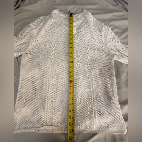 White House Black Market‎ White Crochet Pointelle Pullover The Summit Top - Picture 6 of 10